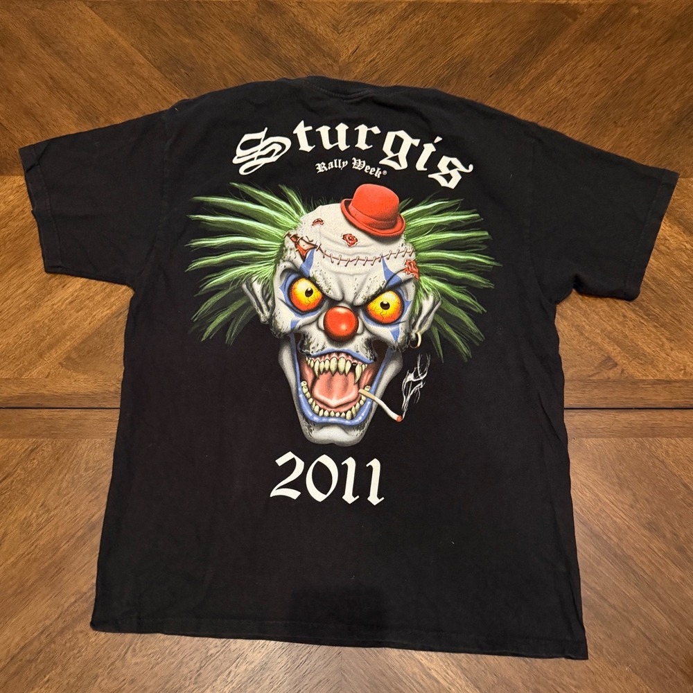 Sturgis 2011 71st Anniversary Biker T-Shirt Creepy Clown Black Hanes Large